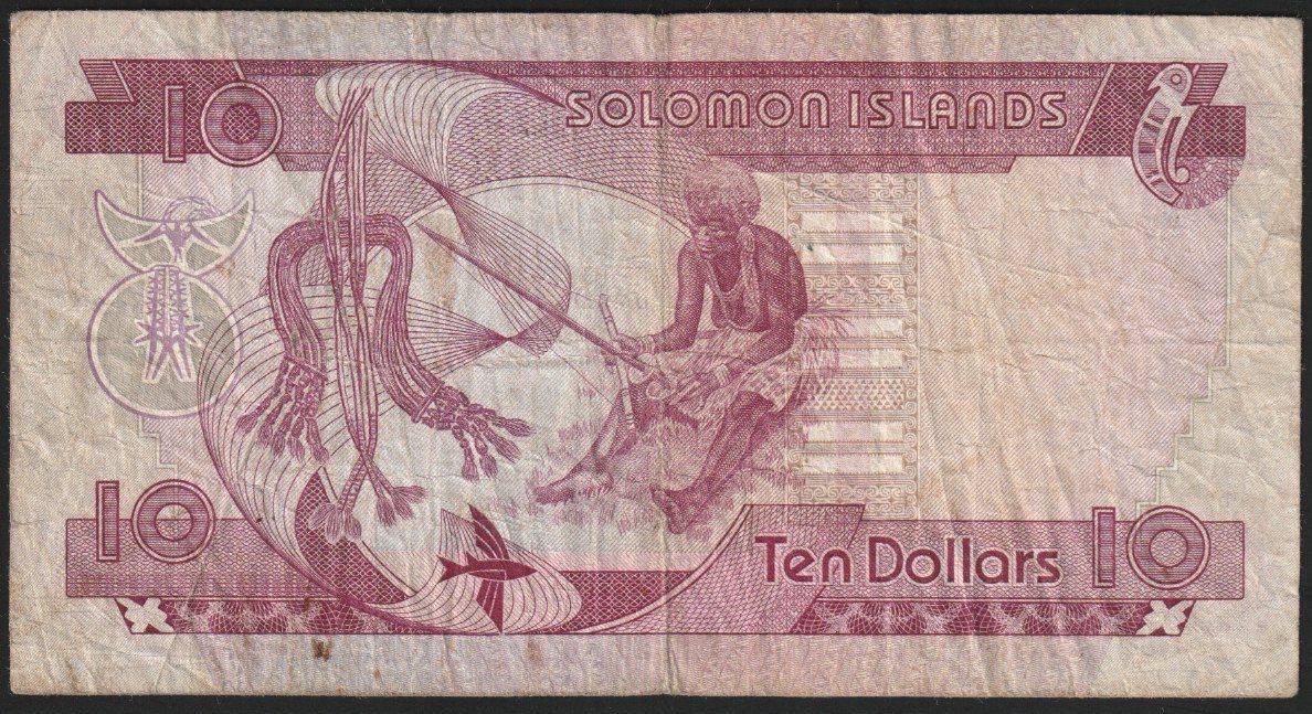 Banconote: Solomon Islands 10 Dollars 1977 – Usato da Brugg AG venduto da banknoten_muesli 1