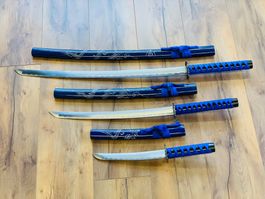 4 tlg. Katana TANTO Schwert BUNDLE BLAU NEU