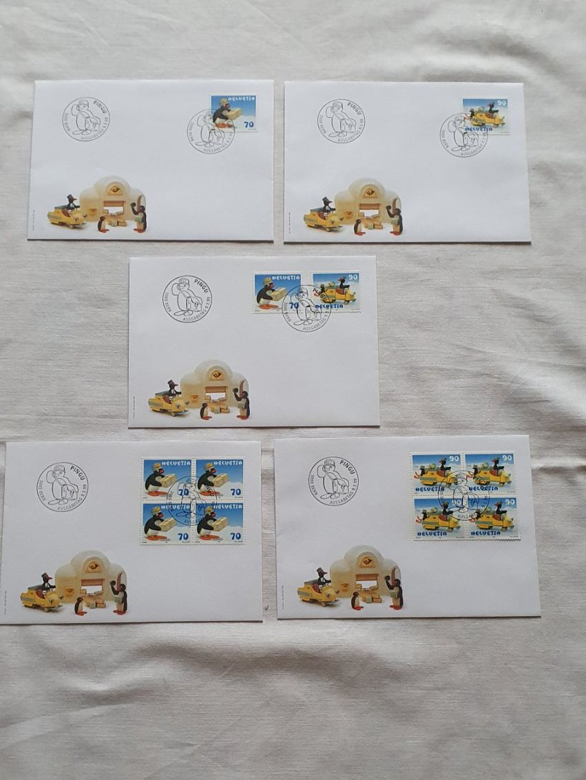Buste & buste per spedizione: Pingu Couverts 5 stk.  Sonderausgabe 1999 – Nuovo e nell'imballaggio originale da Läufelfingen venduto da jac_vp95