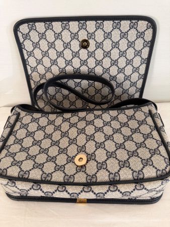 Sac bandoulière GUCCI Vintage Navy Monogram GG – Auth