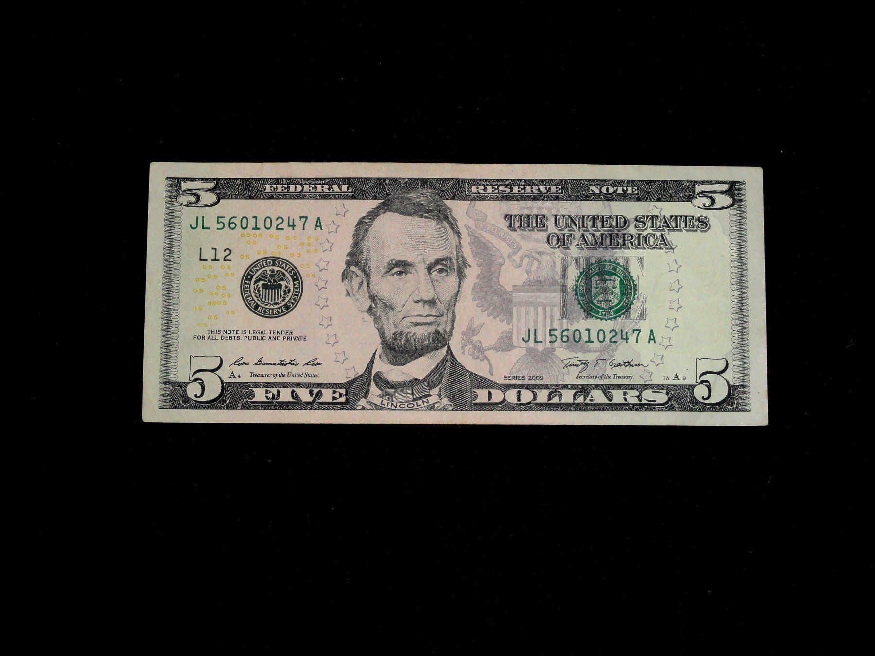 Banconote: XF - 5 US$ - JL56010247A – Usato da Unterbäch VS venduto da diq_bj5y