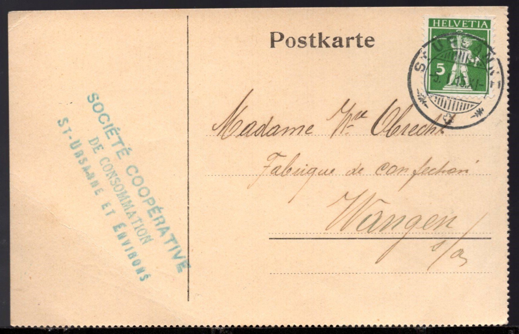 Tutti i francobolli: ST. URSANNE, 5.I.15  Postkarte – Usato da Aarau venduto da kufi44