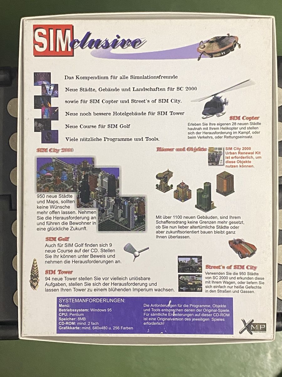 Spiele: PC Game SIM Clusive -Sim Clusive - Sim City2000/Copter/Tower – Gebraucht aus Basel von spider-loc 1