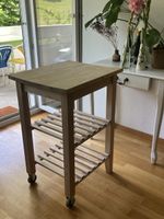 Küchenwagen Holz mit Rollen und drei Ablagen