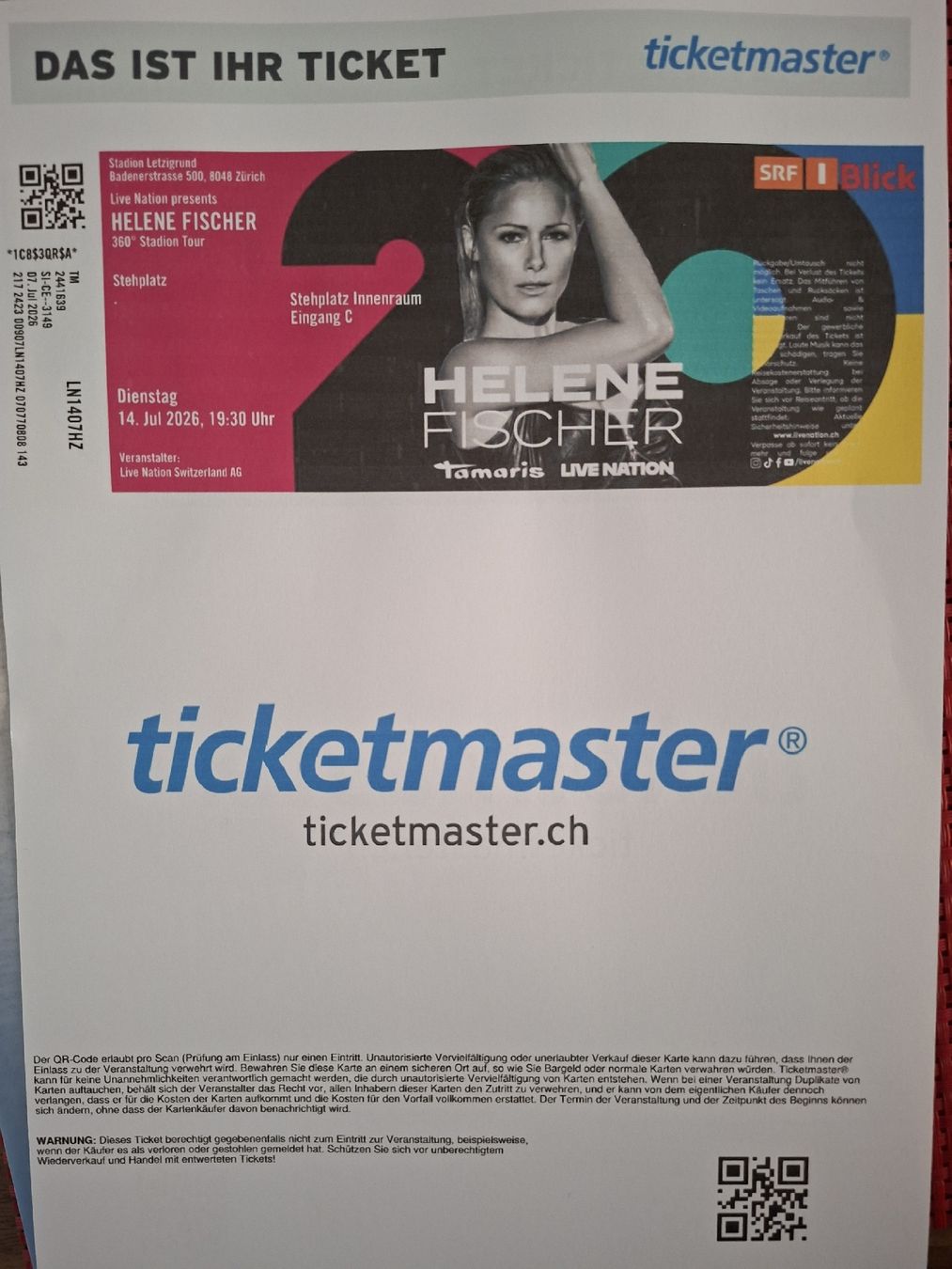 Biglietti: 60% auf Helene Fischer Tickets – Nuovo e nell'imballaggio originale da Seuzach venduto da marion67