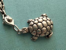 Alter Schlüsselanhänger Schildkröte Silber gepunzt