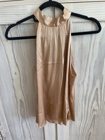 Neu Seiden-Top Gold S 100% Maulbeerseide Chice Sommerbluse T