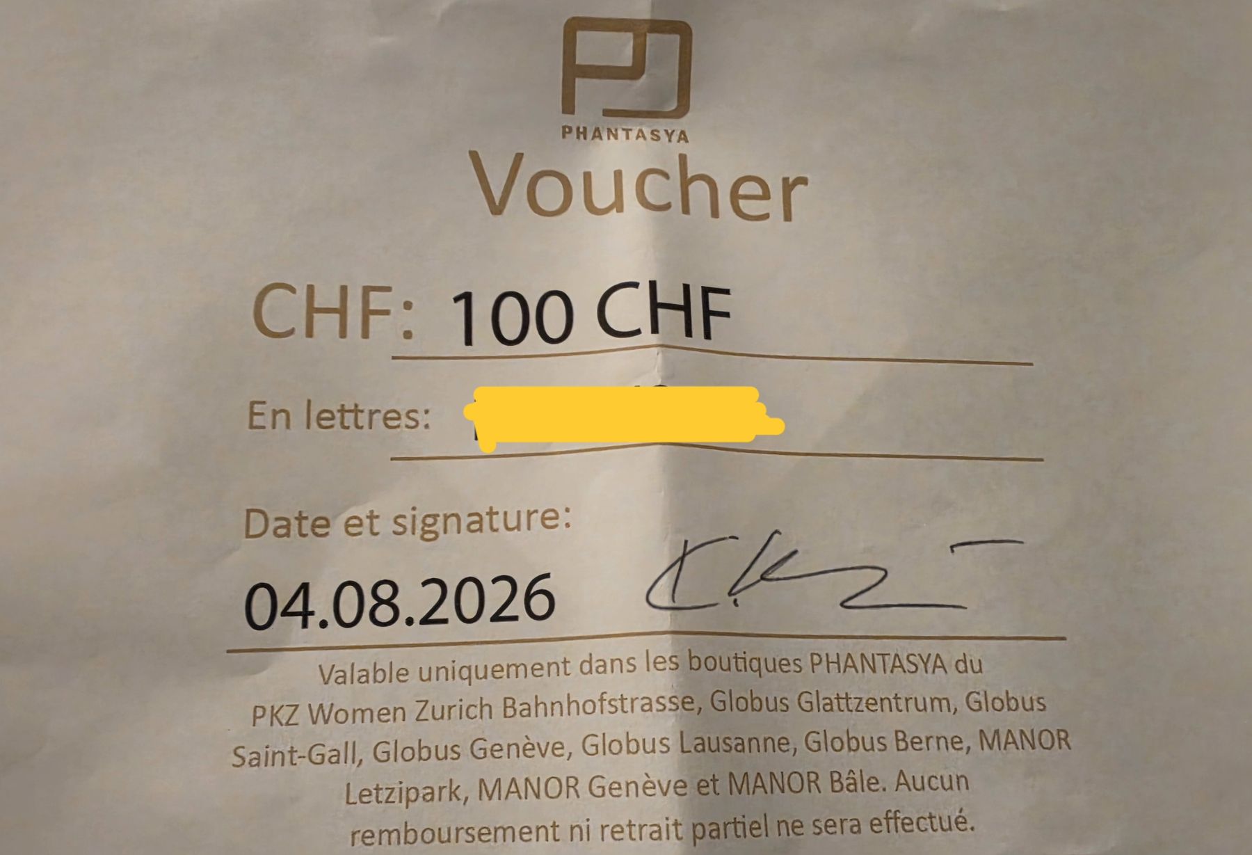 Buoni: Phantasya - Schmuck Gutschein 100 CHF – Nuovo (secondo la descrizione) da Muhen venduto da Savana16