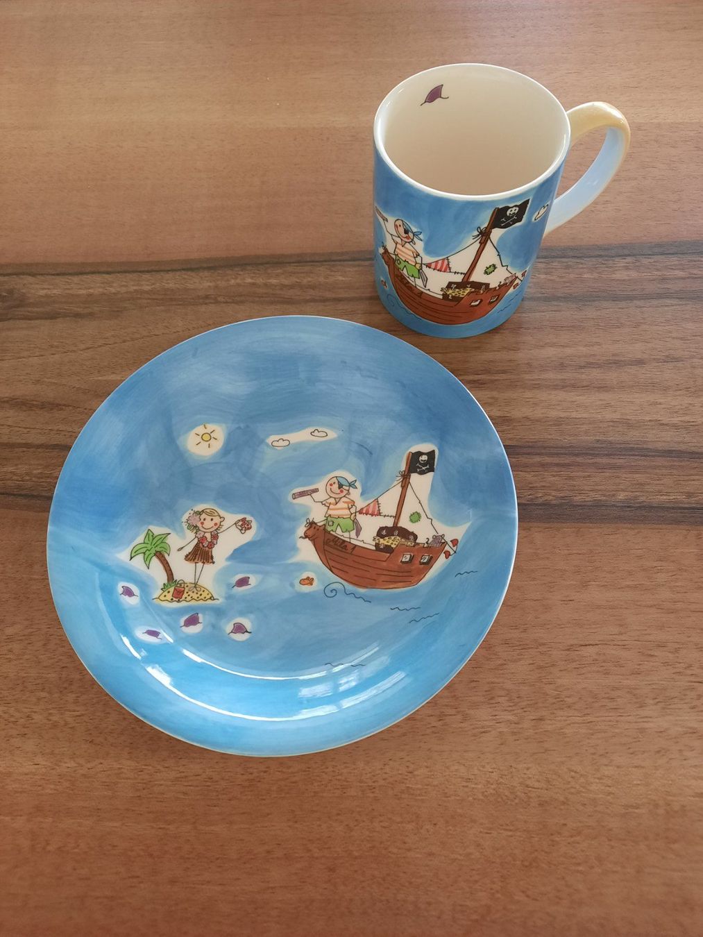Set di piatti: NEU - Kinder Teller + Tasse, Pirat, handbemalt – Nuovo (secondo la descrizione) da Altnau venduto da willpower71