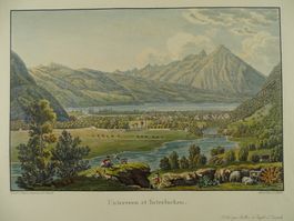 UNTERSEEN & INTERLAKEN, AQUATINTA UM 1820
