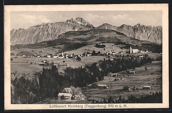 Cartoline postali: Hemberg /Toggenburg, Panorama mit Kirche – Usato da Berlin venduto da bartko-reher
