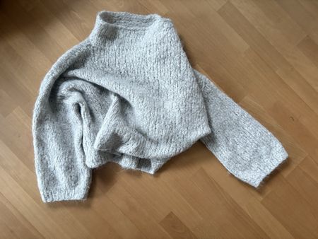 Warmer Winter Strickpullover, Oversize, hellgrau, Gr. M