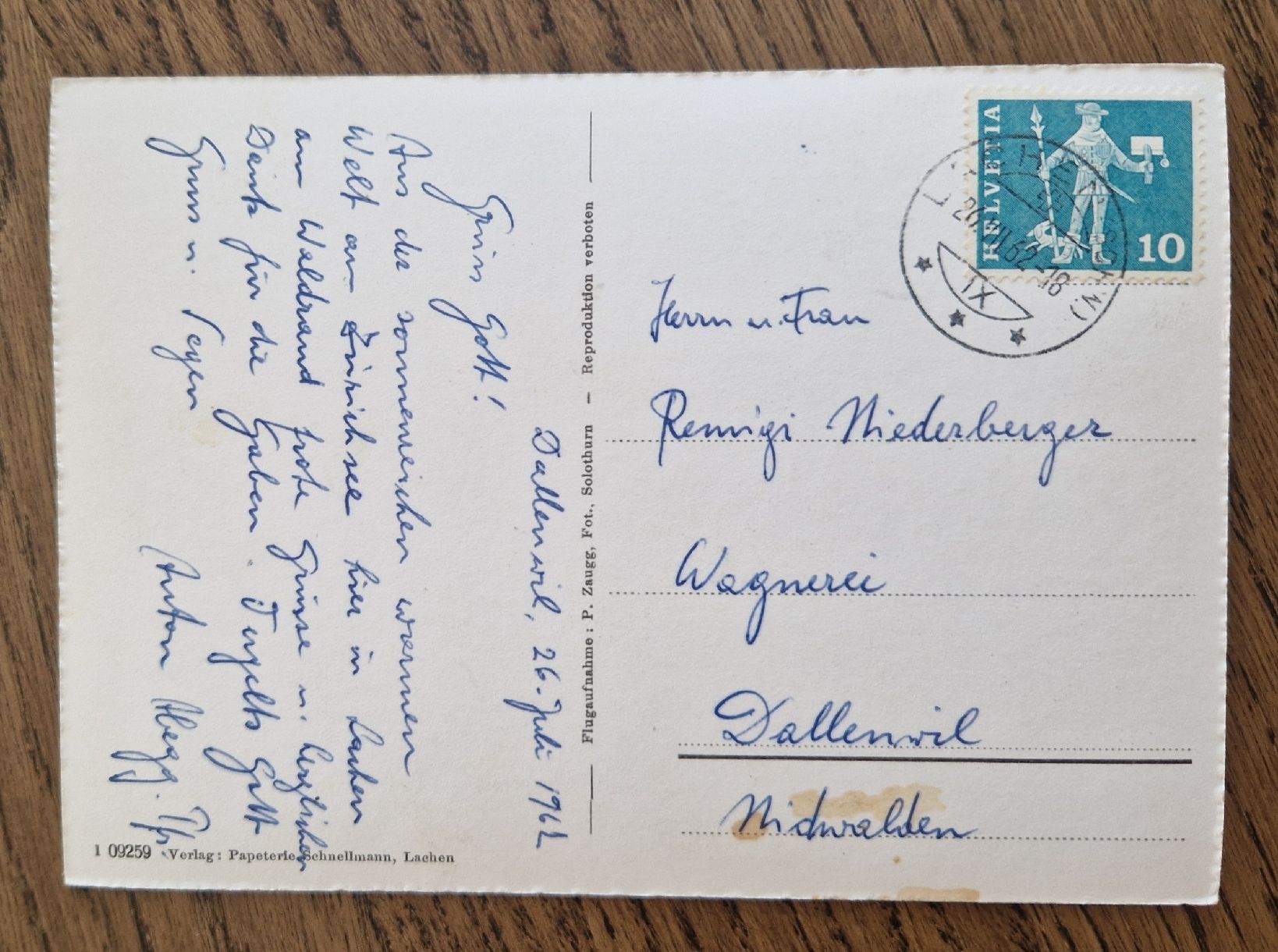 Cartoline postali: Lachen 1962 – Usato da Ebikon venduto da Donar50 1