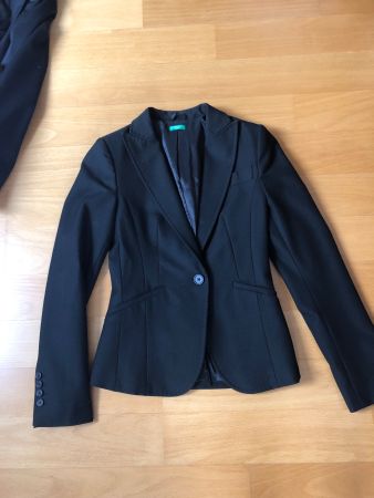 Benetton Klassischer Blazer Damen Gr. DE 34 schwarz- LP 249.