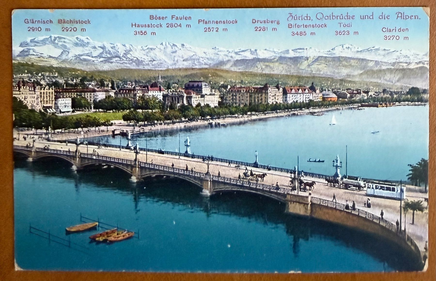 Cartoline postali: Zürich - Tramway & Calèche - Brücke - AK – Usato da Lutry venduto da Ediego