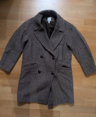 H&M Wollmantel im Fischgrätmuster, Gr. XS