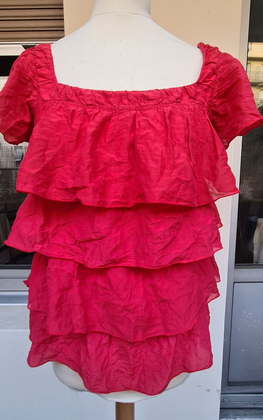 Zara Camicette, T-shirt & Top: Top à volants dos nu en coton taille XS – Usato da Genève venduto da Saleena