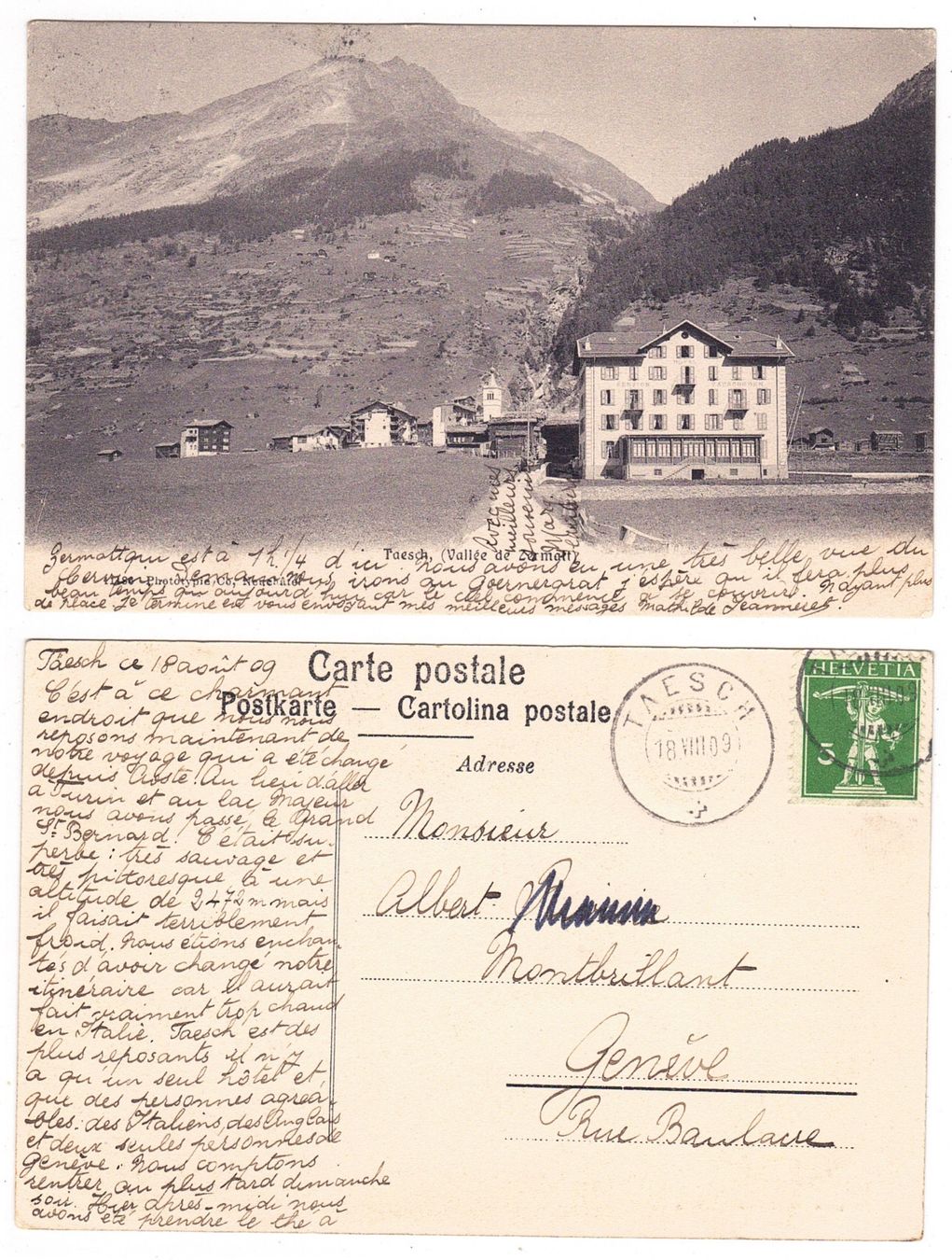 Cartoline postali: Täsch, vallée de Zermatt – Usato da La Tour-de-Peilz venduto da amjust