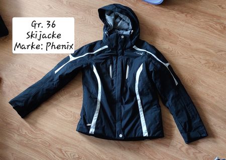 Skijacke Phenix schwarz mit Kapuze. Grösse 36 