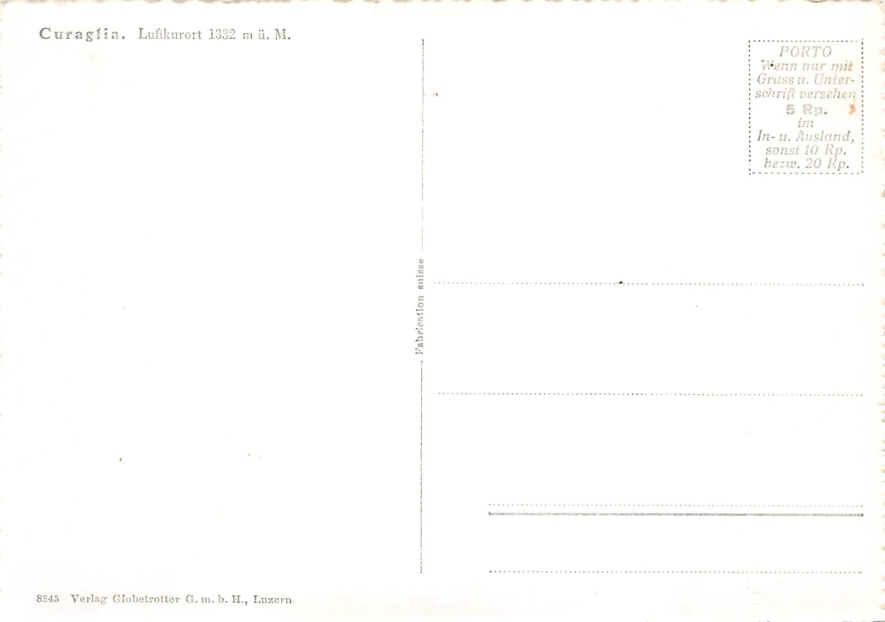 Ansichtskarten: Curaglia, St. Roc mit Tödi – Gebraucht aus Ottikon b.Kemptth. von Neptun1974 1