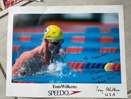 Signiertes Foto Tom Wilkens, Schwimmer USA Olympia Top!
