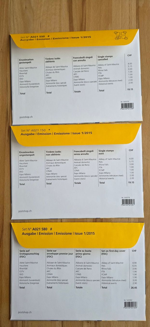 Tutti i francobolli: CH-Briefmarken Jahresausgabe 2015 – Nuovo (secondo la descrizione) da Wettswil venduto da Schnuebe 1
