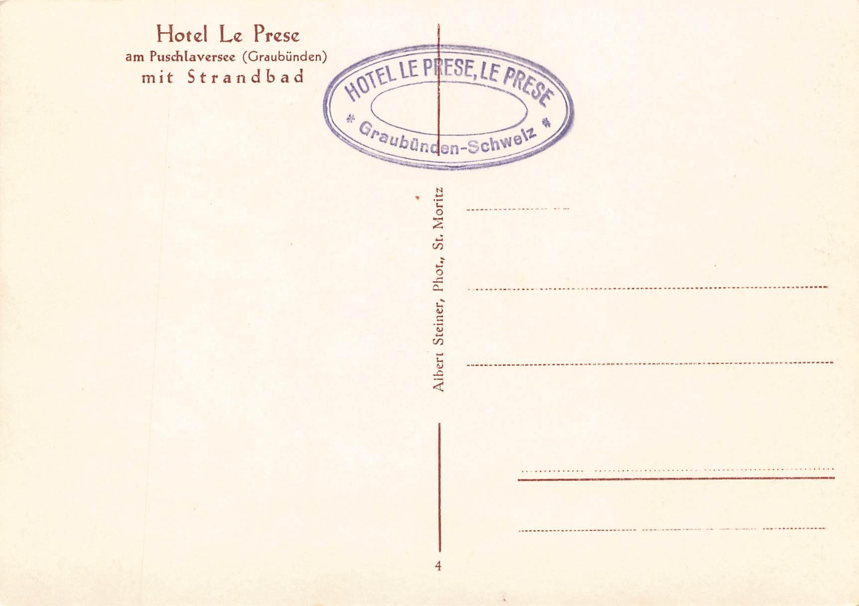 Cartes postales: Le Prese Albert Steiner – D'occasion à Bichelsee par Gloeckner 1