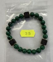Naturstein Armband mit Malachit und Lavastein, neu