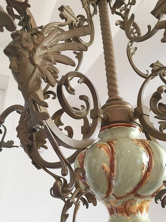Lampadari & plafoniere: Antiker Kronleuchter mit 5 Glas-Schirm – Usato da Niederrohrdorf venduto da S056 1