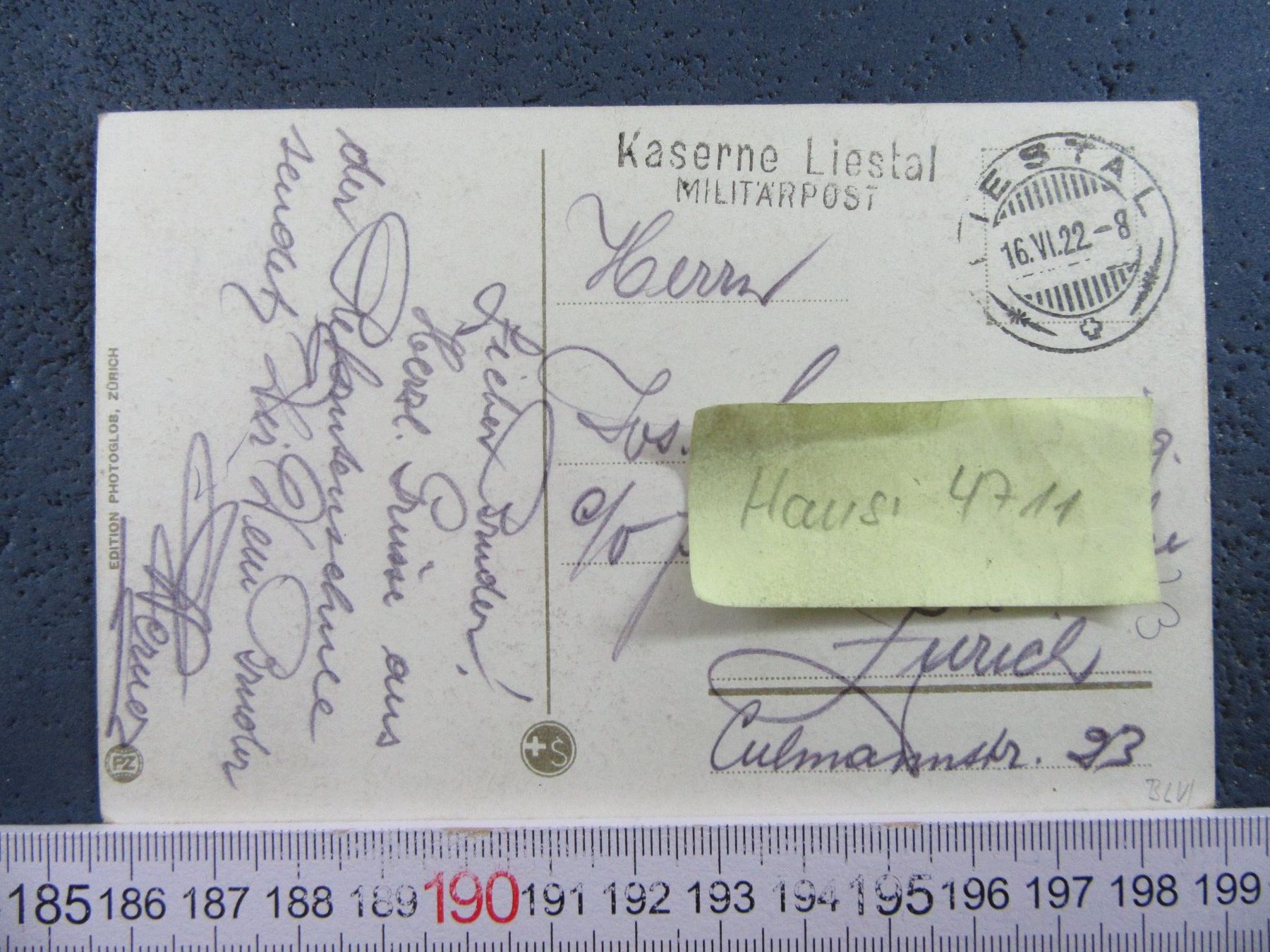 Cartoline postali: LIESTAL  1922 SCHLACHTHAUS BL-AK – Usato da Ettingen venduto da Hausi4711 1