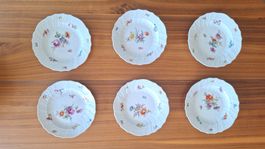 6 Meissen Teller Blumen Knaufschwerter 1850-1924 I. Wahl