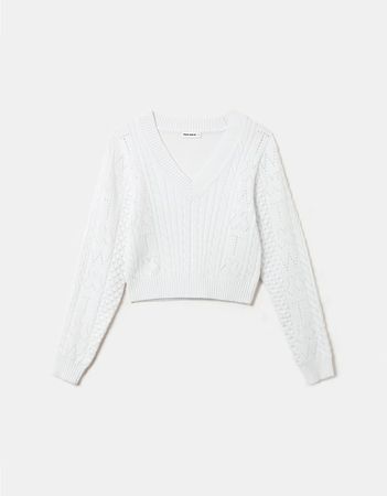 Weisser Strick Pullover von Tally Weijl (Grösse S)