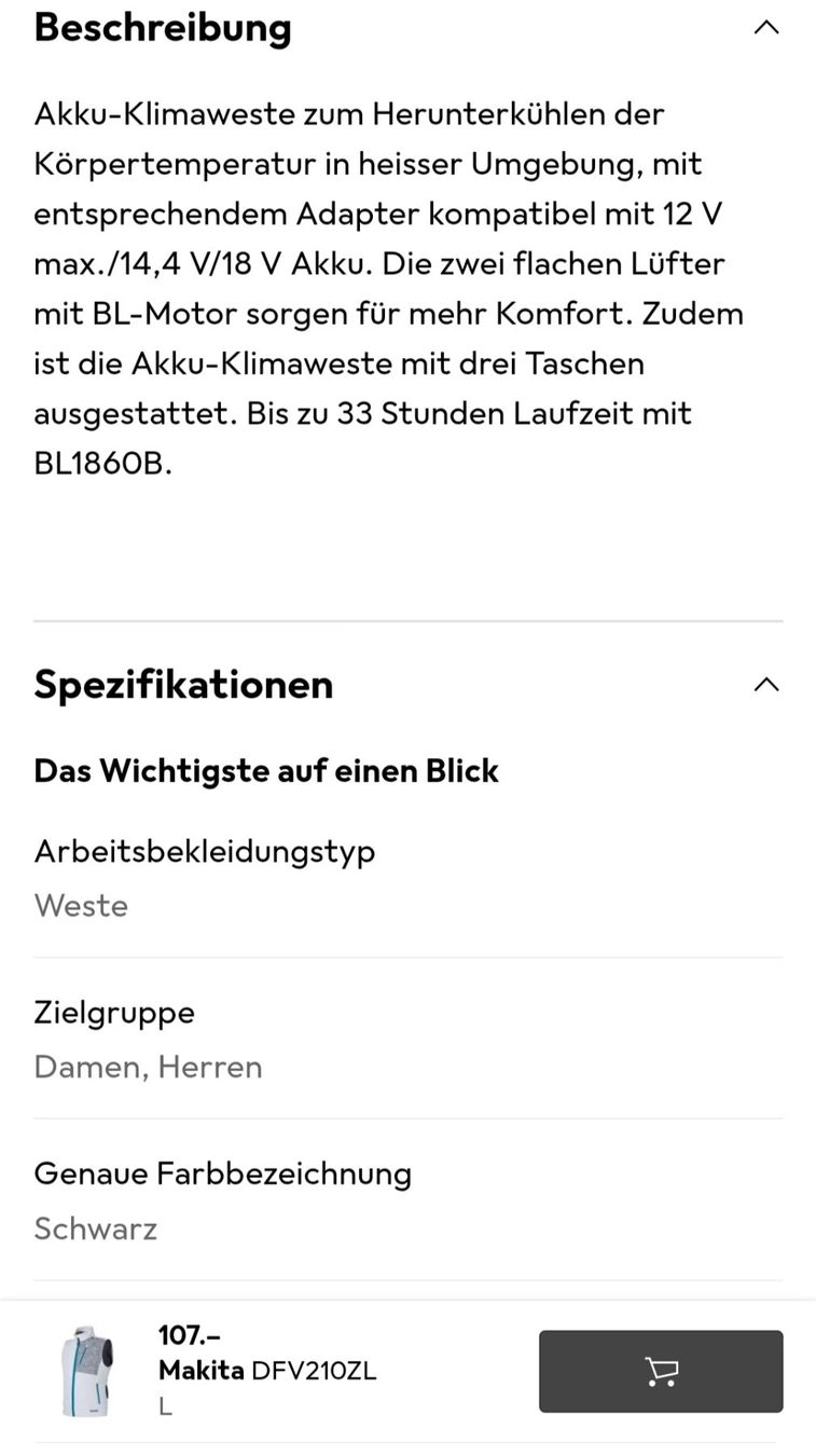 Makita Gilets & Westen: Makita Kühlweste XL – Gebraucht aus Arboldswil von Ve1774 1