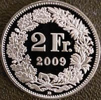 2 Franken 2009 stgl. / aus Münzsatz