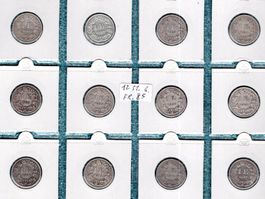 Schweizer münzen 1 franken  alt 12 stück silber