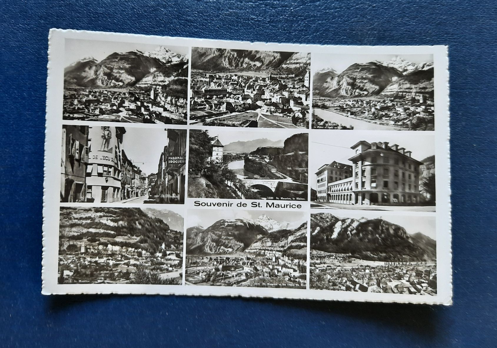 Cartoline postali: Ansichtskarte St.Maurice, 9 Bilder, gest. Bahnstempel – Usato da Marly venduto da neu-adlerauge65