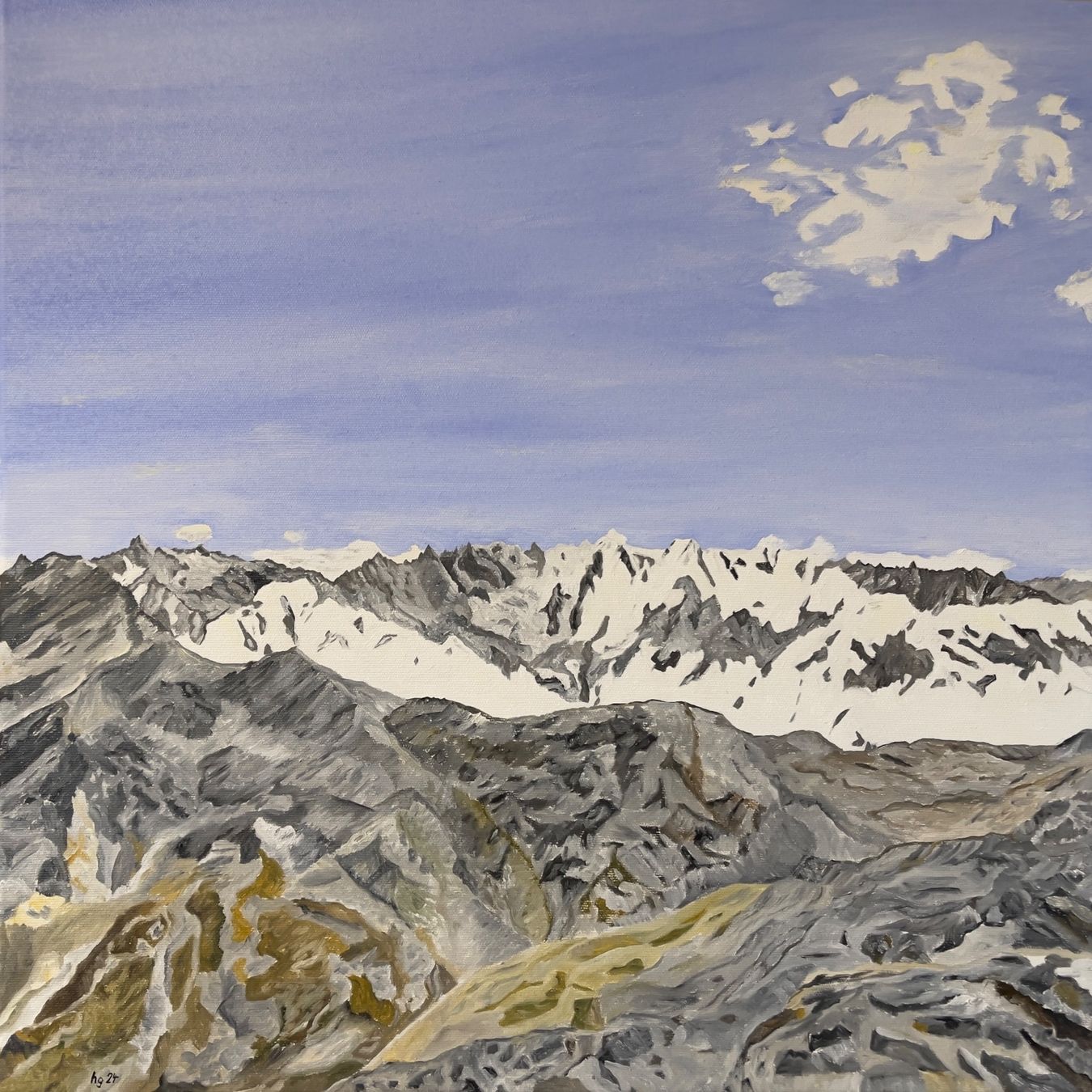 Gemälde: Alpenpanorama: Gletscherhorn Avers – Neu (gemäss Beschreibung) aus Beinwil am See von Bergbilder 5