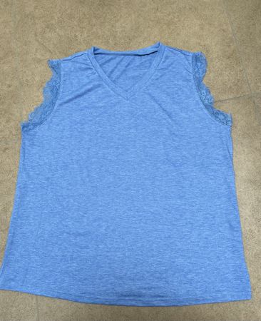 Süßes Spitzen Shirt Royalblau, XL 