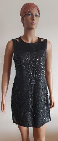 Schwarzes Glitzerkleid Pailletten Kleid Gr. 40 Vero Moda