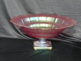 Prunkschale Glas rosa irisé, exklusives Stück 40 cm Diam.