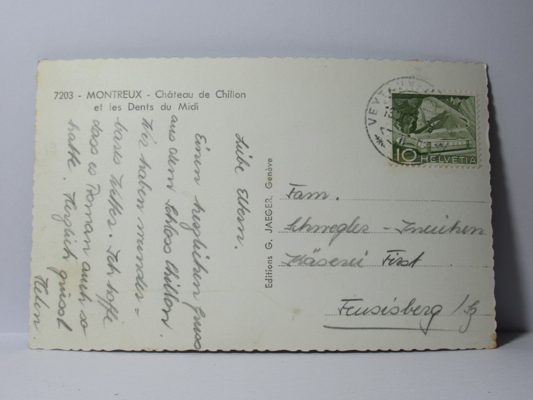 Cartoline postali: Montreux , Château de Chillon 1957 – Usato da Grenchen venduto da Bluemchen1900 1