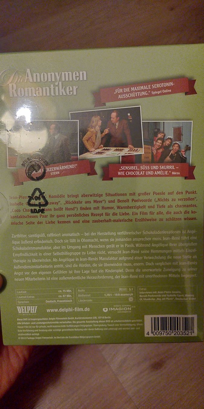 Tutti i DVDs: DVD: Die Anonymen Romantiker – Nuovo e nell'imballaggio originale da Zürich venduto da alessa88 1
