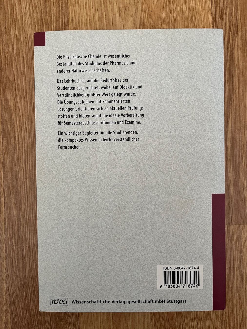 Livres: Physikalische Chemie, Bernd Ross, 2002 – D'occasion à Henggart par ali_czt7 1
