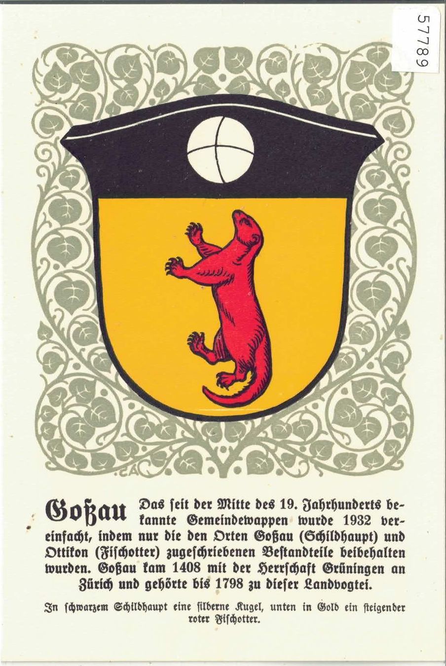 Cartes postales: Gossau ZH - Gemeindewappen – D'occasion à Ettingen par Kartenplanet