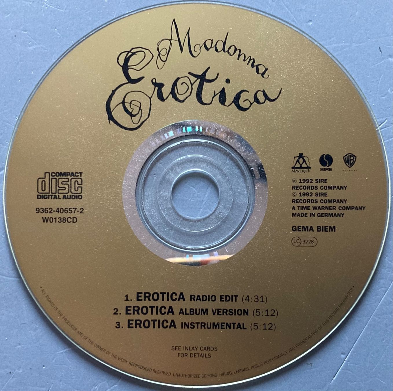 CDs: MADONNA - EROTICA – Gebraucht aus Poliez-Pittet von Newtown-Records 1