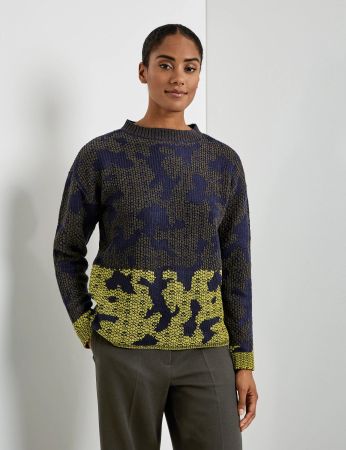 Taifun Pullover mit Jacquardmuster moss green gemustert 34