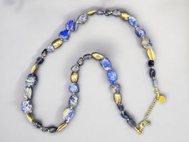 Unikat 💎 Halskette aus Lapislazuli mit Vintage-Einsätzen