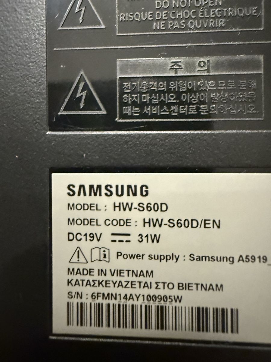 Samsung Heimkino: Soundbar Samsung HW-S60d – Gebraucht aus Zürich von GigiJ 2