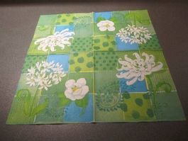Servietten grün/weisse Blumen 1 Stück