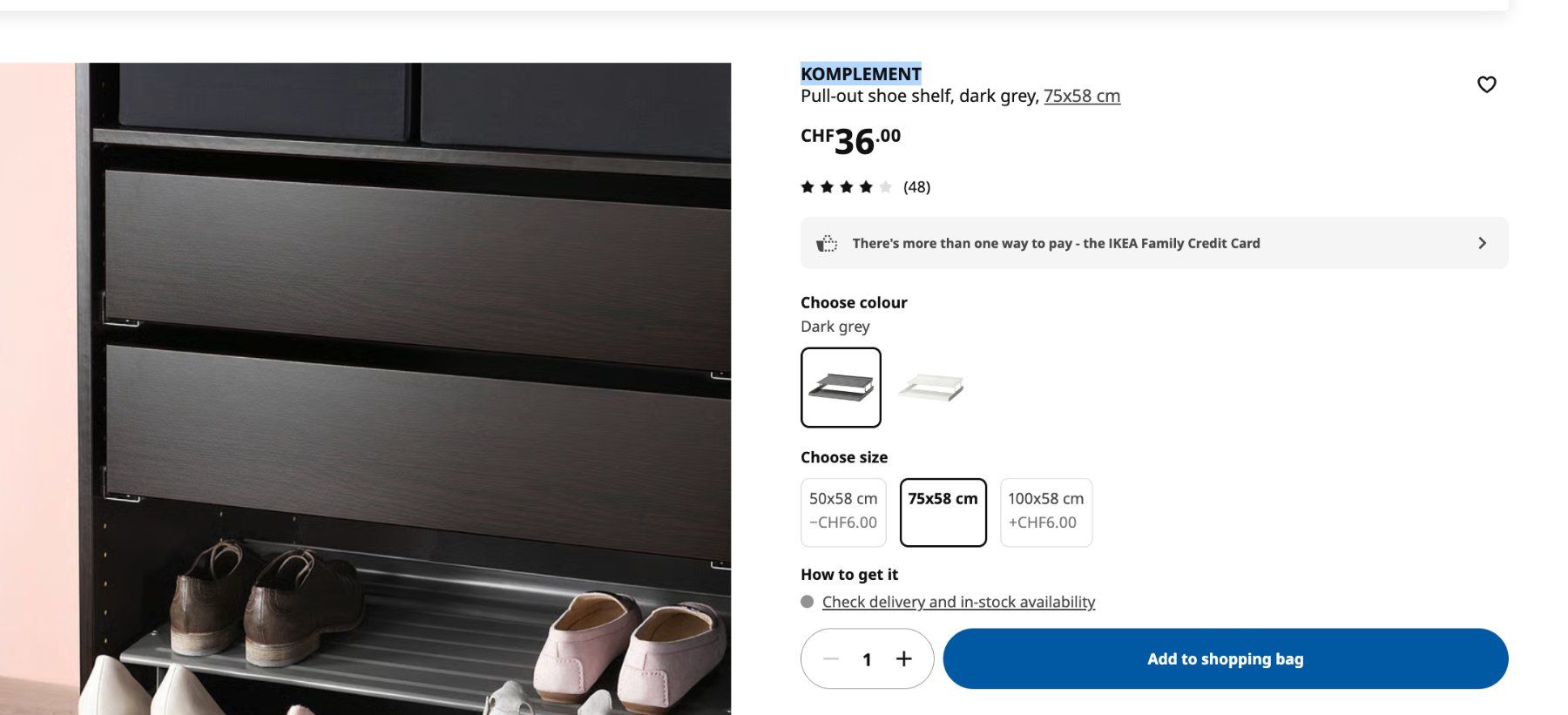 Scaffali: 4 X Ikea Komplement Pull-out shoe shelf, dark grey, for PAX – Usato da Urdorf venduto da ale_yvd2 1